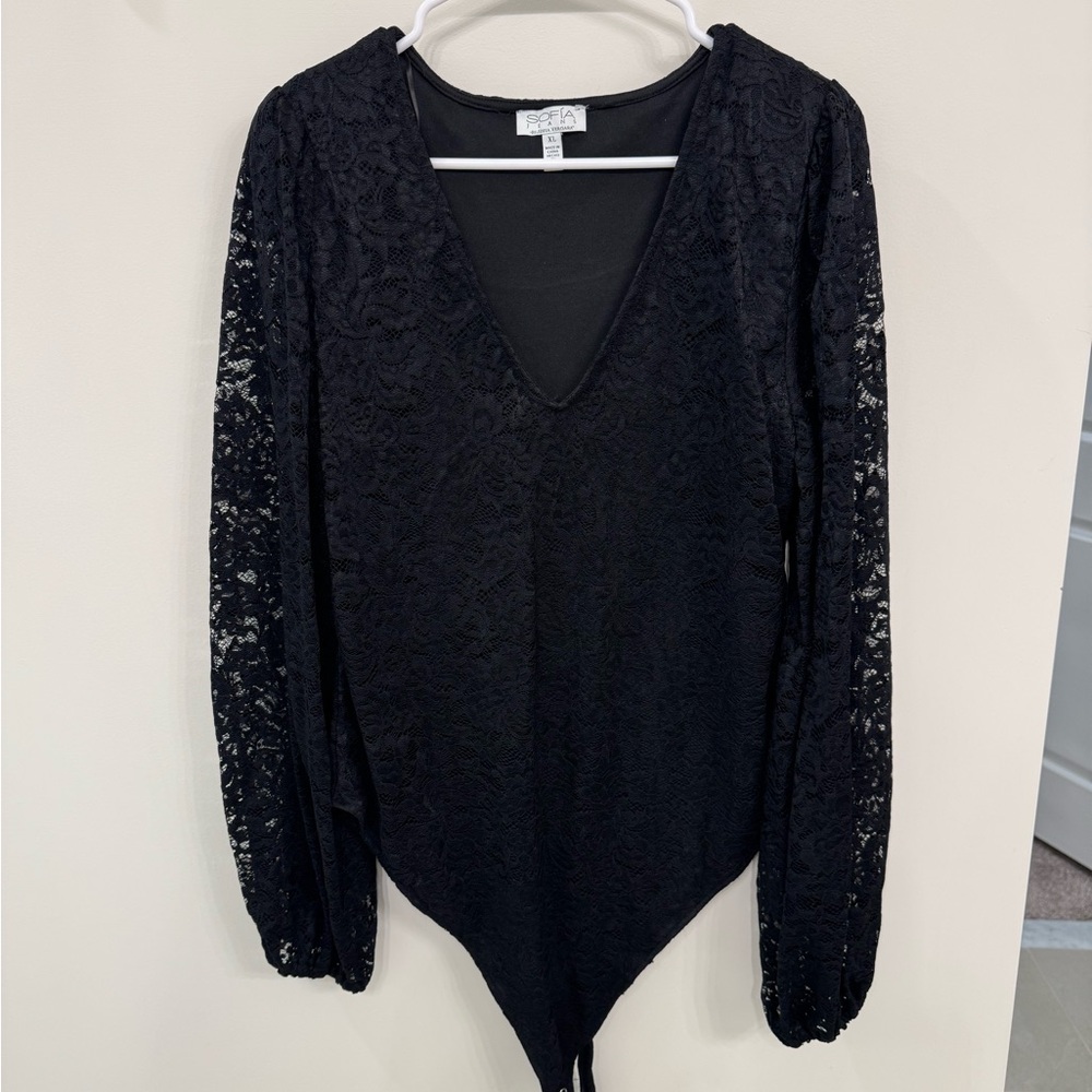 Sofia by Sofia Vergara Black Lace Bodysuit